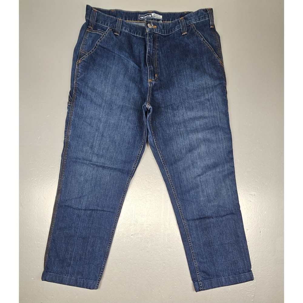 Carhartt Jeans Mens 40x28 Relaxed Fit Blue Carpenter Work Utility Dungaree Pants